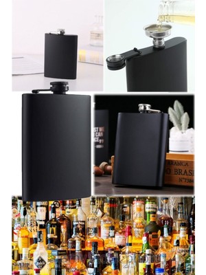 Munico 250ML Taşınabilir Cep Şişesi Içki Viski Şarap Alkol Şişesi Paslanmaz Çelik Viski Alkol Içecek Siyah?