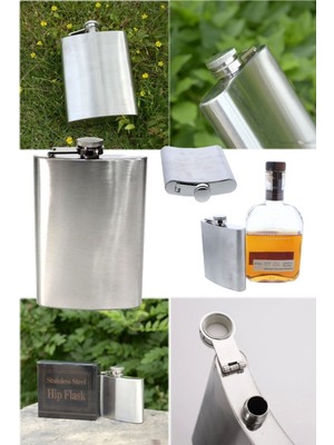 Munico 250ML Taşınabilir Cep Şişesi Içki Viski Şarap Alkol Şişesi Paslanmaz Çelik Viski Alkol Içecek Gümüş