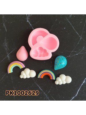 Poyrish PK1002629 - Silikon Kalıp Mum Kalıbı - Gökkuşağı, Balon, Bulut