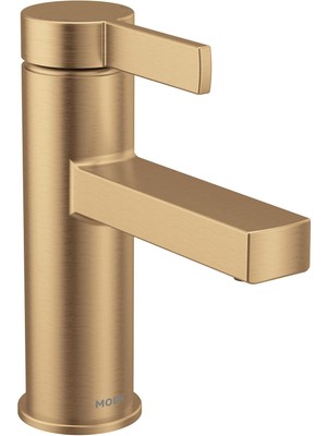 Moen Beric Bronzlaştırılmış Altın Modern Tek Kolu Tek Delikli Banyo Bataryası Drenaj Montajlı ve Ban