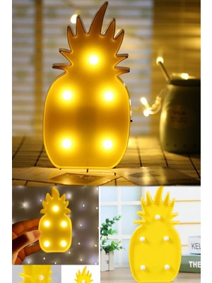 Munico Sarı Gece Lambası Oda Aydınlatıcı Loş Gün Işığı Lambaananas Şeklinde Ledli Dekoratif Eğlenceli Çocuk