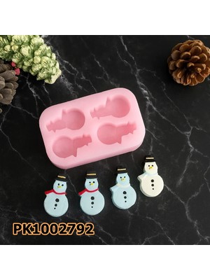 Poyrish 1225 - Silikon Kalıp Mum Kalıbı - 4'lü Mini Kardan Adam