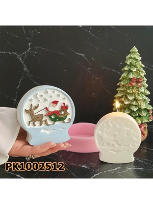 Poyrish PK1002512 - Silikon Kalıp Mum Kalıbı - Noel Baba Desenli Kar Küresi