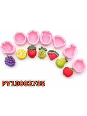 Poyrish PY10002735 - Silikon Kalıp Mum Kalıbı - 7li Meyve Seti
