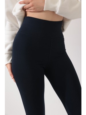 Warasiva Kadın Lacivert Kışlık Içi Polarlı Yüksek Bel Toparlayıcı Korseli Interlok Çelik Örme Tayt