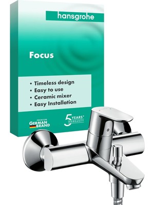 Hansgrohe Focus Sıva Üstü Küvet Armatürü (2 Fonksiyon Için) Krom