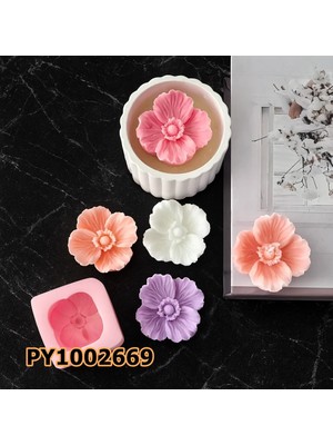Poyrish PY1002669 - Silikon Kalıp Mum Kalıbı Çiçek Mum