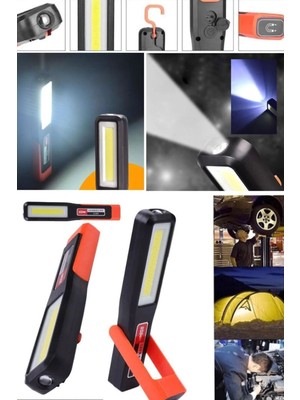 Munico Araç Tamir Muayene Lambası Esnek Şarj Edilebilir Torç Manyetik Çalışma Işığı Mıknatıslı El Fener Pro