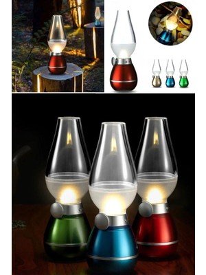 Munico LED Retro Fener Gazyağı Lamba Taşınabilir Gece Işığı Manzara Işyeri Restorant Dekor Masa Üstü Şık