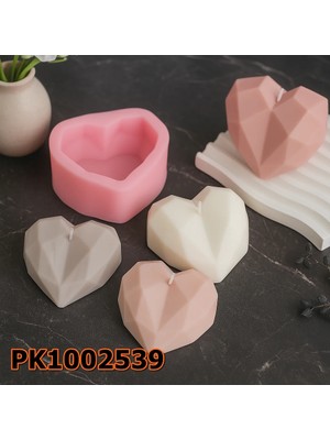 Poyrish PK1002539 - Silikon Kalıp Mum Kalıbı Geometrik Orta Boya Kalp