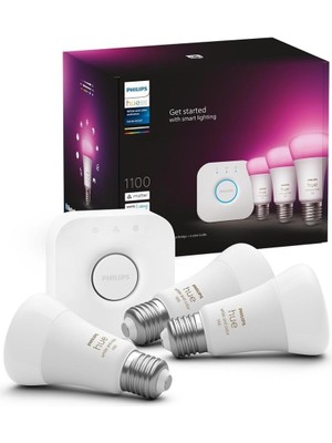 Philips Hue Wca 9W E27 Renkli Akıllı Ampul 3'lü Başlangıç Seti, Hue Bridge Dahildir