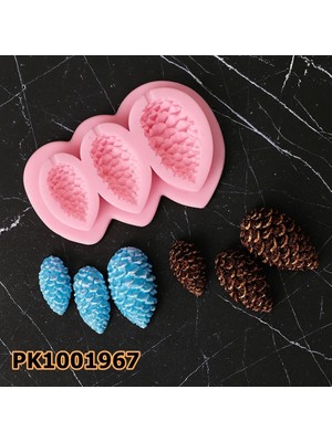 Poyrish 1068 - Silikon Kalıp Mum Kalıbı - 3'lü Minik Kozalak
