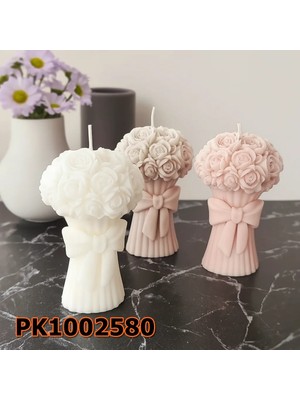 Poyrish PK1002580 - Silikon Kalıp Mum Kalıbı Fiyonklu Gül Buketi