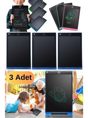 Munico 3 Adet Çocuklar Için Deneme Yazı Resim Çiz Sil Büyük Boy Yazı Tableti Kalemli Akıllı Defter Pano