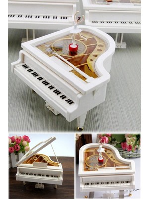 Munico Piyano Şeklinde Hediyelik Müzik Kutusu Mekanizmalı Sevgililer Için Ideal Hediye Baleli Romantik Aşk