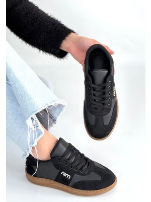 Erbilden Lunga Siyah Cilt Bağcıklı Spor Ayakkabı