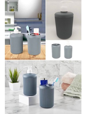 Munico Gri Mutfak ve Banyo Sabunluğu Büyük Boy Pro Plastik Şık Gri Mat Sabunluk Banyo Aksesuarı Kaliteli