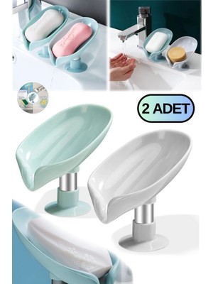Munico Yaprak Süngeri Vantuzlu Sabunluk Adet Bulaşık Şeklinde Giderli Sabunlar Su Banyo 2  Için Ideal Seçim