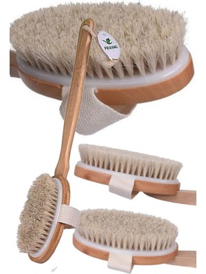 Munico Banyo Duş Bamboo Fırçası Doğal At Kılı Selülit Fırçası Organik %100