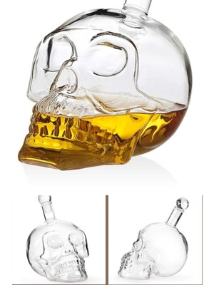 Munico Dekoratif Crystal Head Kuru Kafa Cam Şişesi 550 ml Büyük Boy Luxury Sürahi Mutfak Sofra Keyif Şişesi
