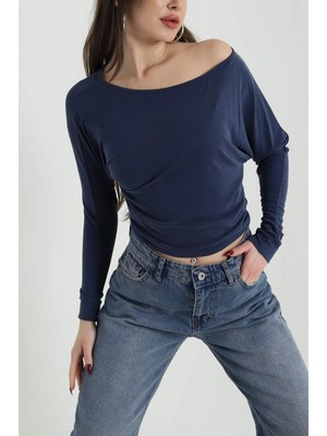 DESIGN AND ME Desıgn And Me Kayık Yaka Modal Bluz