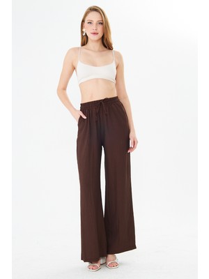 Pique 26KP1002 KADIN PANTOLON Beli Lastikli Çilek Kumaş Pantolon