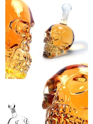 Munico Alkol ve Meşrubat Içecek Dekoratif Crystal Head Kuru Kafa Cam Şişesi 550 ml Büyük Boy Luxury Sürahi