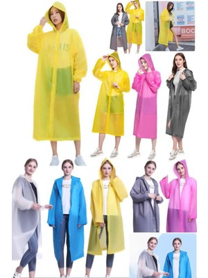 Munico Kaliteli Sarı Kalın Waterproff Katlanabilir Kapüşonlu Yağmurluk Açık Hava Etkinlikler Unisex Cep Boy