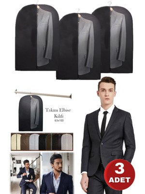 Munico 3 Adet Siyah Takım Elbise Kılıfı Takım Elbiselerinizi Daha Uzun Koruyun Askı Kırışma Toz Engelleme