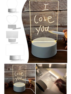 Munico Not Kurulu Yaratıcı LED Gece Işığı USB Mesaj Kurulu Tatil Işık Çocuklar Için Kalemli Tablet Pano Şık