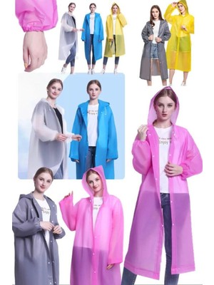 Munico Ömürlük Pembe Kalın Waterproff Katlanabilir Kapüşonlu Yağmurluk Açık Hava Etkinlikleri Unisex Cepboy