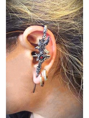 Dükkan Design Love And Deep Space Red Stone  Eyes Elf Küpe