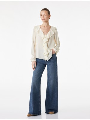 Koton Kadın Jean Pantolon 6SAL40059MD Orta Indigo