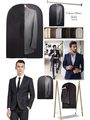 Munico Siyah Takım Elbise Kılıfı Takım Elbiselerinizi Daha Uzun Süre Koruyun Askı Kırışma Toz Engelleyici