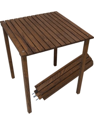 Armes Ev Concept Doğal Ahşap Roll-Up Kamp Masası - 50X50 cm Katlanır Portatif Piknik ve Balkon Masası (Ceviz Renk)