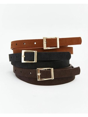 LC Waikiki Süet Görünümlü Kadın Kemer 3 Lü  (S6)