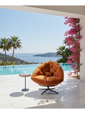 AVYNA Bohome Collection 360 Derece Dönen Mekanizmalı Berjer Tekli Koltuk - New York Model - Turuncu