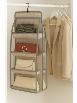 Evsella 8 Cepli Bej Dolap Içi Düzenleyici Askılı Çanta Saklama Organizeri