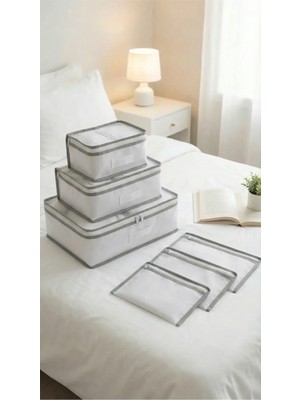 Evsella 6'lı Antrasit Valiz Içi Düzenleyici Set Bavul Içi Organizer Seyahat Hurcu Dolap Çanta Düzenleyici