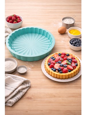 Liground Yeşil Yuvarlak Silikon Turta Cheesecake Kalıbı | Yapışmaz Esnek Turta Kek Kalıbı | Fırın & Tatlı Kalıbı