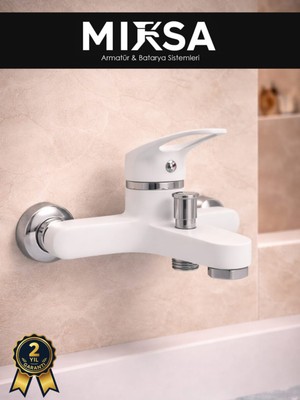 Mixsa Beyaz Mix Banyo Duş Bataryası Musluğu Garantili, Yerli Üretim