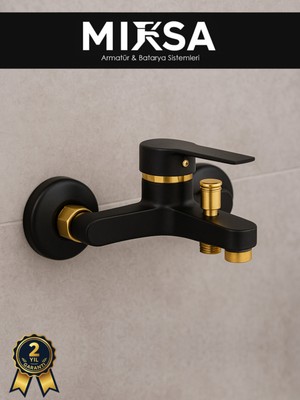 Mixsa Siyah-Gold Mix Banyo Duş Bataryası Musluğu Garantili, Yerli Üretim