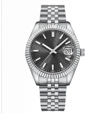 Gümüş Renk Çelik Siyah Kadran Rlx Model Erkek Saat