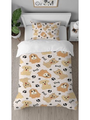 Greendecor Sevimli Köpekler Dog Desenli Baskılı Özel Tasarımlı Çarşafsız Modern Şık Tarz Çocuk Nevresim Takım