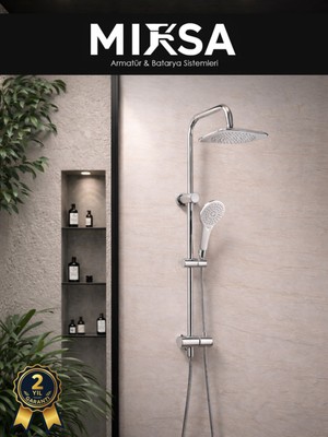 Mixsa Beyaz Krom Fonksiyonlu Robot Duş Seti Kolay Kurulum, Garantili