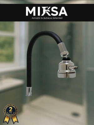 Mixsa Siyah Spiralli Oynar Başlıklı Fonksiyonlu Mutfak Eviye Batarya Borusu