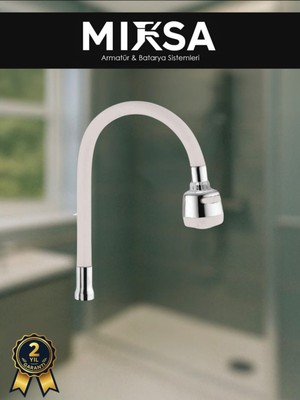 Mixsa Beyaz Spiralli Oynar Başlıklı Fonksiyonlu Mutfak Eviye Batarya Borusu