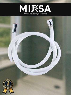 Mixsa Slikonlu Beyaz Duş Hortumu Kopmaz Kırılmaz Garantili 1.5 Metre