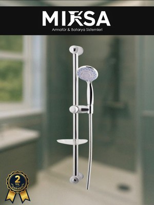 Mixsa Krom Sürgülü Duş Seti – 5 Fonksiyonlu, Geniş Başlıklı, Ayarlanabilir Duş Sistemi Duş Başlığı