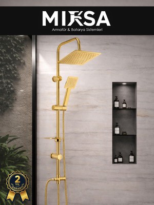 Mixsa Full Gold Lüx Kare Robot Tepe Duş Seti, Kolay Kurulumlu